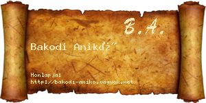 Bakodi Anikó névjegykártya