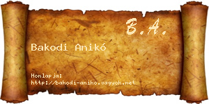 Bakodi Anikó névjegykártya